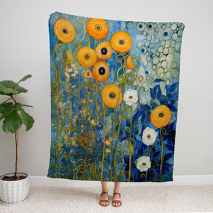 Klimt Wildflower Fleece Blanket