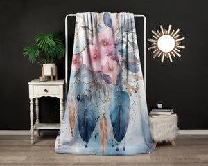 Dream Catcher Pastel Floral Boho Fleece Blanket