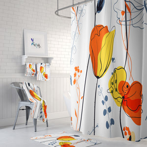 Modern Floral Abstract Shower Curtain and Bathroom Decor