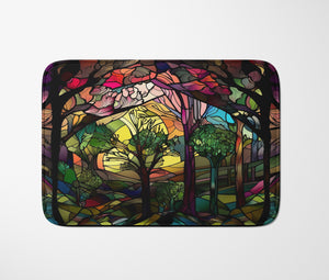 Faux Stained Glass Trees Shower Curtain