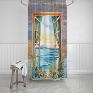Ocean View Window Shower Curtain