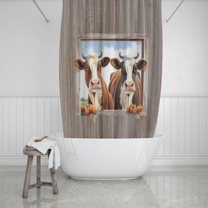 Two Moo's Cow Shower Curtain