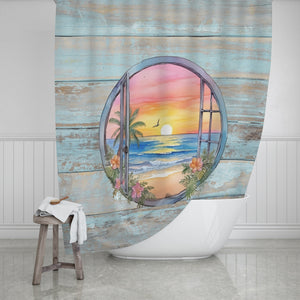 Tropical Port View Shower Curtain