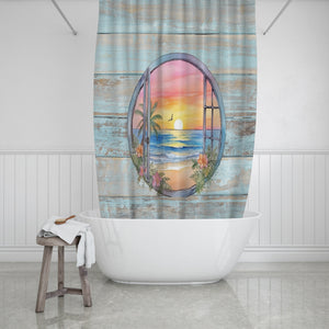 Tropical Port View Shower Curtain
