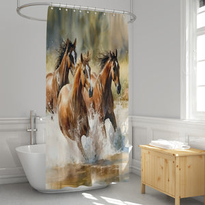Wild Horses Watercolor Shower Curtain