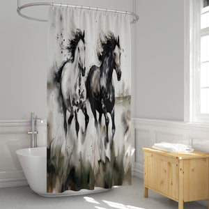 Running Horses Watercolor Shower Curtain