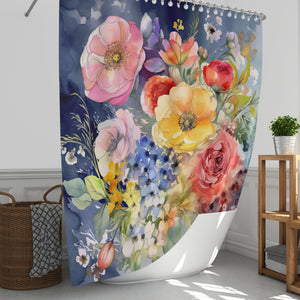 Watercolor Cottage Floral Shower Curtain
