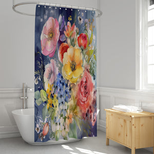 Watercolor Cottage Floral Shower Curtain
