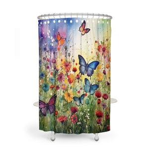 Butterfly Field Shower Curtain with Options
