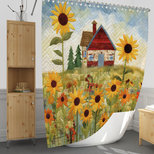 Sunflower Bungalow Shower Curtain With Options