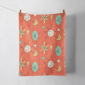 Orange Mid Century Pattern Shower Curtain With Options