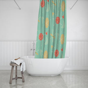 Green Atomic Mid Century Pattern Shower Curtain With Options