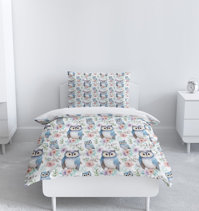 Blue Hoot Owl Bedding Set
