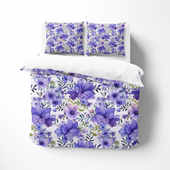 Purple Violets Floral Bedding Set