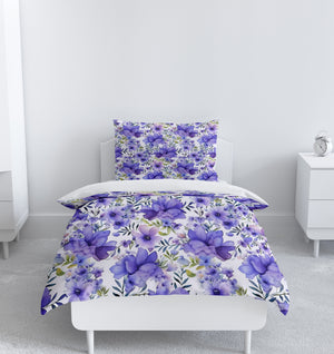 Purple Violets Floral Bedding Set