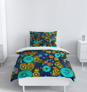 Blue KLIMT Floral Bedding Set