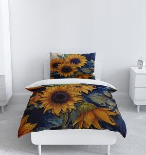 Midnight Sunflower Floral Bedding Set