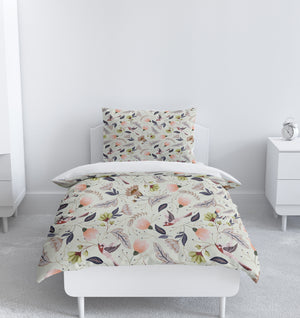 June Robertashy Bird Floral  White Bedding Set