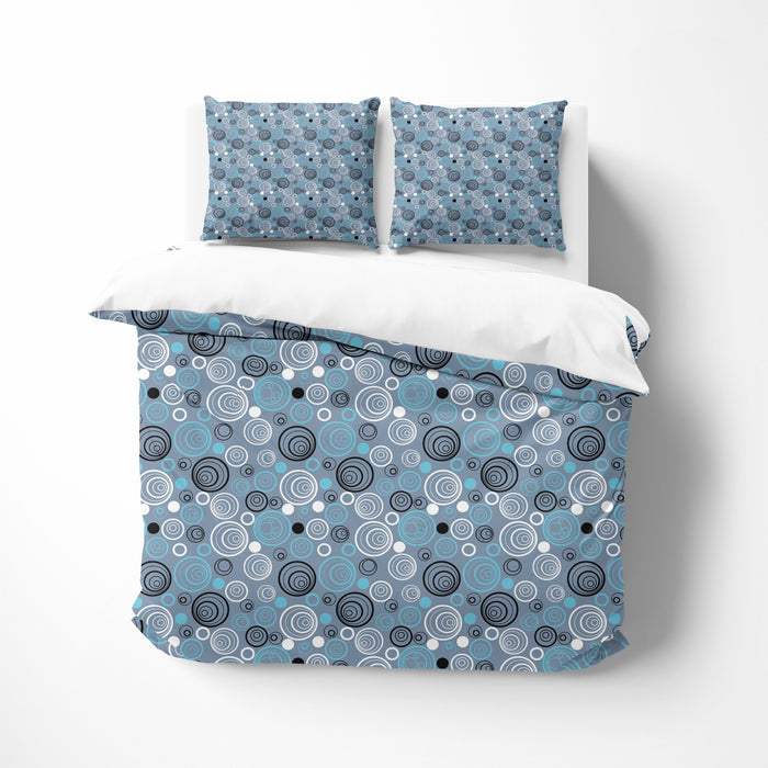 Slate Blue Modern Circles Bedding Set