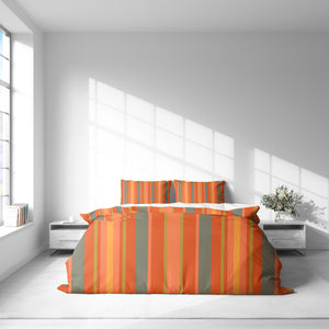 Striped Orange Batik Bedding Bedding Set