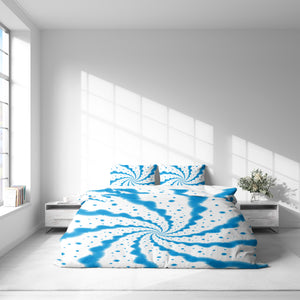 Aqua Blue Tie Dye Spiral Bedding Bedding Set