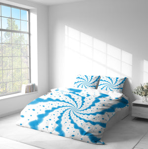 Aqua Blue Tie Dye Spiral Bedding Bedding Set