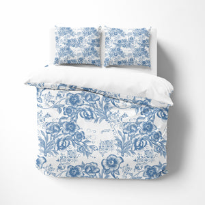 Charming Blue Floral Bedding Bedding Set