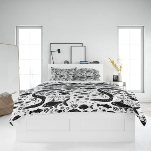 Black and White Sea Creatures Comforter or Duvet Cover