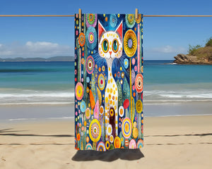 KLIMT Floral Cat Beach Towel