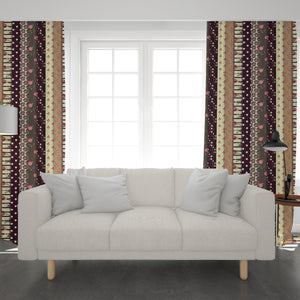 Brown and Beige Boho Window Curtains 