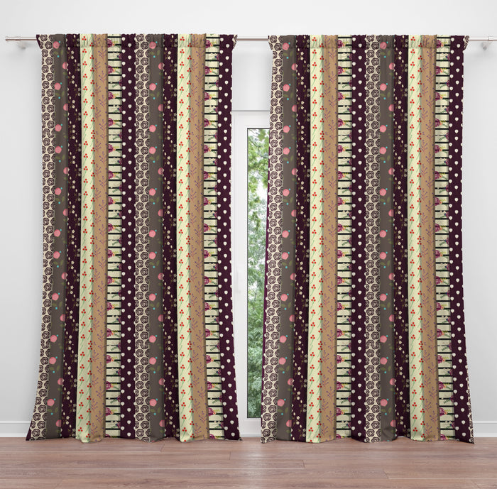 Brown and Beige Boho Window Curtains
