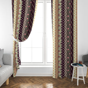 Brown and Beige Boho Window Curtains 