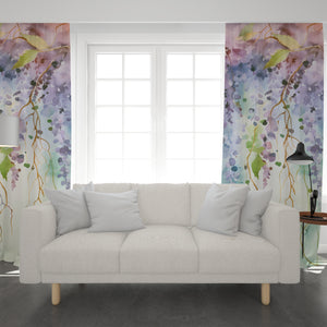 Floral Window Curtains Pastel Wisteria
