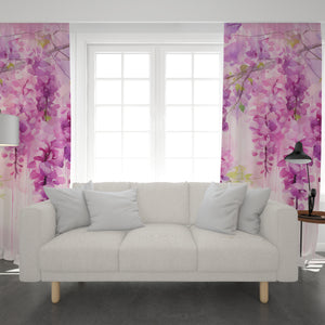 Floral Window Curtains Pink Wisteria Vines