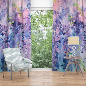 Floral Window Curtains Pastel Watercolor Abstract