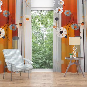 Modernist Floral Window Curtains