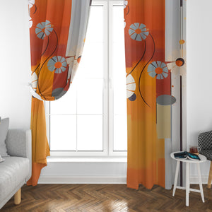 Modernist Floral Window Curtains