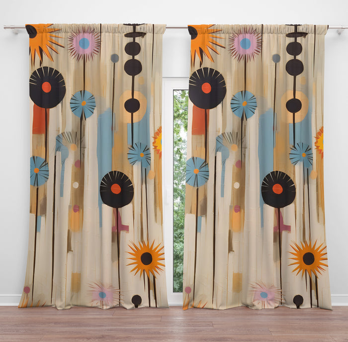 Modern Floral Window Curtains