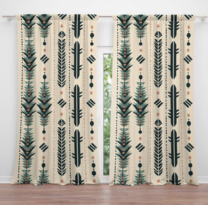 Window Curtains Beige Boho Tribal 