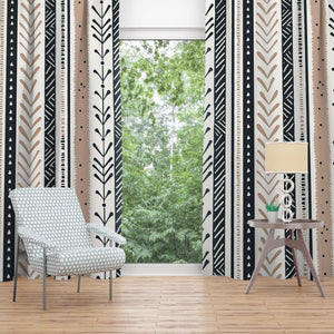 Window Curtains Striped Boho Tribal Pattern Neutral Tones