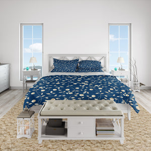 Blue Vining Floral Bedding Set