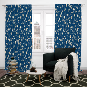 Blue Vining Floral Window Curtains