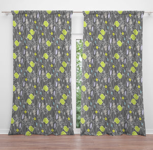 Gray Vining Floral Window Curtain