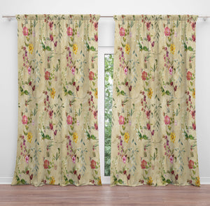 Vintage Theme Wildflower Window Curtains
