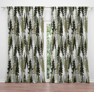 Pine Trees Lodge Theme Window Curtains