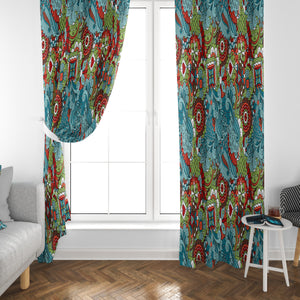 Pizzazzled Floral Abstract Window Curtains