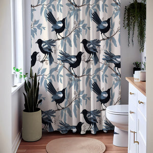 Black Bird Pattern  Shower Curtain
