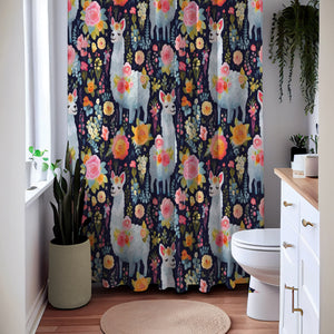 Floral Llamas Shower Curtain