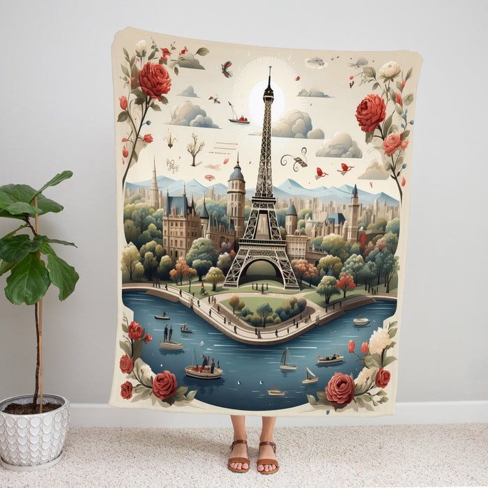 Paris Scenery Fleece Blanket