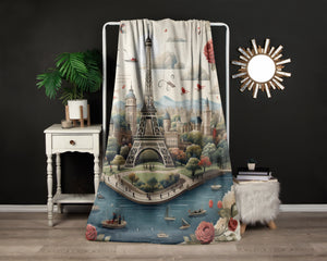 Paris Scenery Fleece Blanket